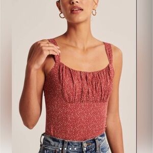 Abercrombie and Fitch Red Polka Dot Bodysuit Size XL Top